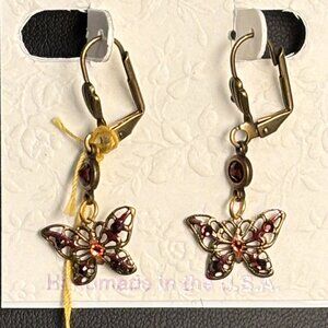 🎁 Sale! 🎁 NEW Delicate Anne Koplik butterfly earrings in purple and pink